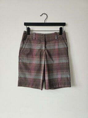 New NIKE GOLF Brown Multi Plaid Dri-Fit Bermuda Style Women's Golf Short 2